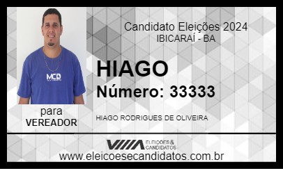 Candidato HIAGO 2024 - IBICARAÍ - Eleições