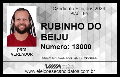 Candidato RUBINHO DO BEIJU 2024 - IPIAÚ - Eleições