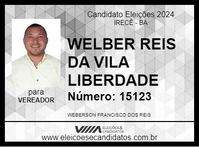 Candidato WELBER REIS DA VILA LIBERDADE 2024 - IRECÊ - Eleições