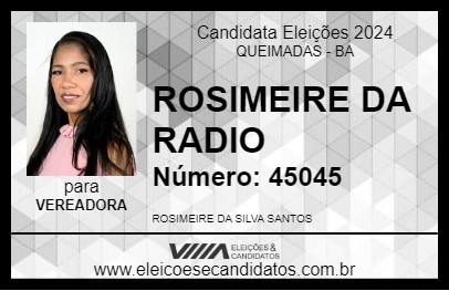 Candidato ROSIMEIRE DA RADIO 2024 - QUEIMADAS - Eleições