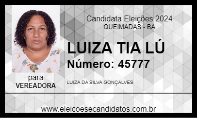 Candidato LUIZA TIA LÚ 2024 - QUEIMADAS - Eleições