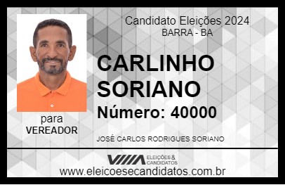 Candidato CARLINHO SORIANO 2024 - BARRA - Eleições