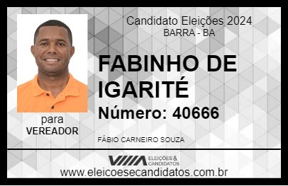 Candidato FABINHO DE IGARITÉ 2024 - BARRA - Eleições