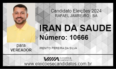 Candidato IRAN DA SAUDE 2024 - RAFAEL JAMBEIRO - Eleições