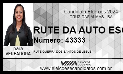 Candidato RUTE DA AUTO ESCOLA 2024 - CRUZ DAS ALMAS - Eleições