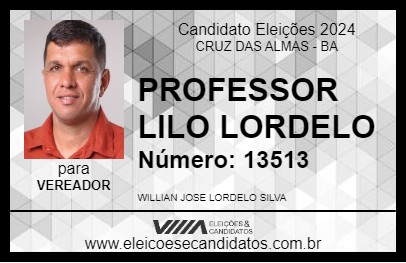 Candidato PROFESSOR LILO LORDELO 2024 - CRUZ DAS ALMAS - Eleições