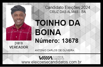 Candidato TOINHO DA BOINA 2024 - CRUZ DAS ALMAS - Eleições