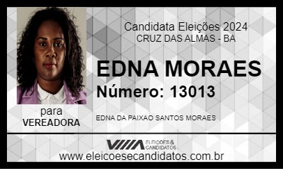 Candidato EDNA MORAES 2024 - CRUZ DAS ALMAS - Eleições