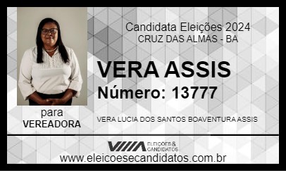 Candidato VERA ASSIS 2024 - CRUZ DAS ALMAS - Eleições