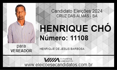 Candidato HENRIQUE CHÓ 2024 - CRUZ DAS ALMAS - Eleições