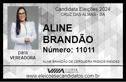 Candidato ALINE BRANDÃO 2024 - CRUZ DAS ALMAS - Eleições