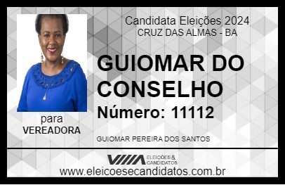 Candidato GUIOMAR SANTOS 2024 - CRUZ DAS ALMAS - Eleições