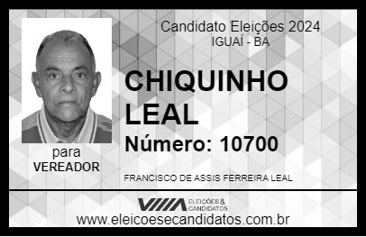 Candidato CHIQUINHO LEAL 2024 - IGUAÍ - Eleições