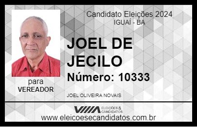 Candidato JOEL DE JECILO 2024 - IGUAÍ - Eleições