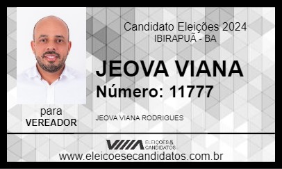 Candidato JEOVA VIANA 2024 - IBIRAPUÃ - Eleições