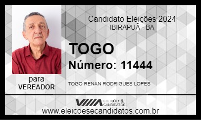 Candidato TOGO 2024 - IBIRAPUÃ - Eleições