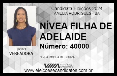 Candidato NÍVEA FILHA DE ADELAIDE 2024 - AMÉLIA RODRIGUES - Eleições