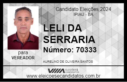 Candidato LELI DA SERRARIA 2024 - IPIAÚ - Eleições