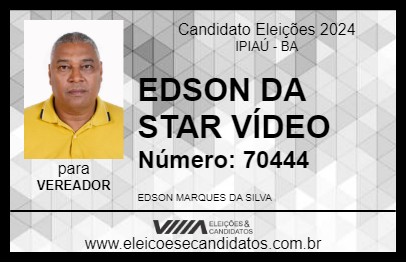 Candidato EDSON DA STAR VÍDEO 2024 - IPIAÚ - Eleições