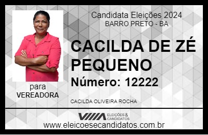 Candidato CACILDA DE ZÉ PEQUENO 2024 - BARRO PRETO - Eleições