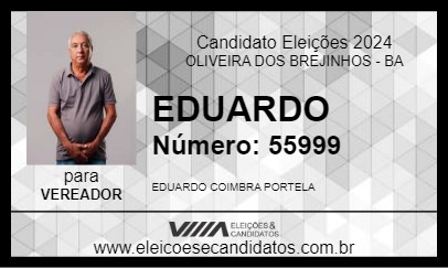 Candidato EDUARDO 2024 - OLIVEIRA DOS BREJINHOS - Eleições