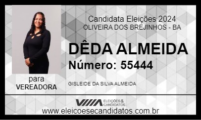 Candidato DÊDA ALMEIDA 2024 - OLIVEIRA DOS BREJINHOS - Eleições