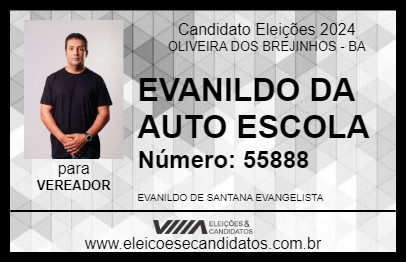 Candidato EVANILDO DA AUTO ESCOLA 2024 - OLIVEIRA DOS BREJINHOS - Eleições