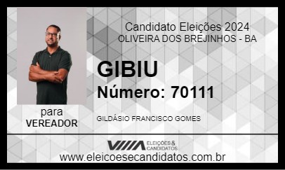 Candidato GIBIU 2024 - OLIVEIRA DOS BREJINHOS - Eleições