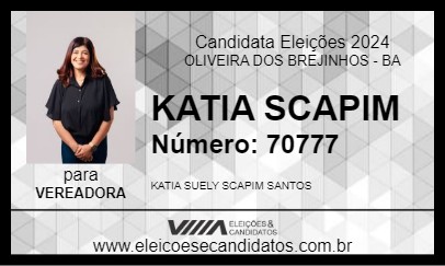 Candidato KATIA SCAPIM 2024 - OLIVEIRA DOS BREJINHOS - Eleições