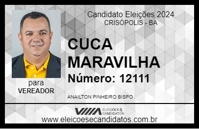 Candidato CUCA MARAVILHA 2024 - CRISÓPOLIS - Eleições