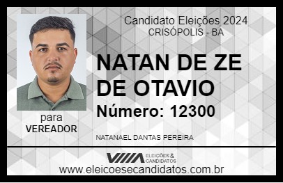 Candidato NATAN DE ZE DE OTAVIO 2024 - CRISÓPOLIS - Eleições