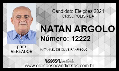 Candidato NATAN ARGOLO 2024 - CRISÓPOLIS - Eleições