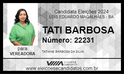 Candidato TATI BARBOSA 2024 - LUÍS EDUARDO MAGALHÃES - Eleições