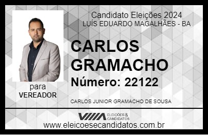 Candidato CARLOS GRAMACHO 2024 - LUÍS EDUARDO MAGALHÃES - Eleições