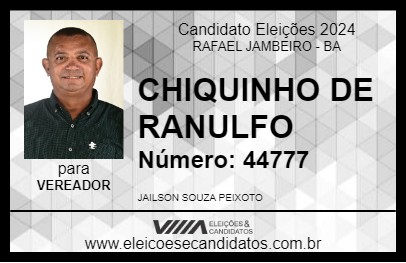 Candidato CHIQUINHO DE RANULFO 2024 - RAFAEL JAMBEIRO - Eleições