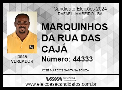 Candidato MARQUINHOS DA RUA DAS CAJÁ 2024 - RAFAEL JAMBEIRO - Eleições