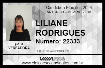 Candidato LILIANE RODRIGUES 2024 - ANTÔNIO GONÇALVES - Eleições