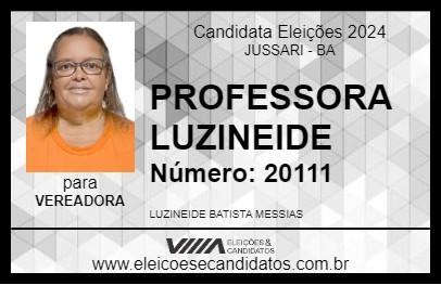 Candidato PROFESSORA LUZINEIDE 2024 - JUSSARI - Eleições