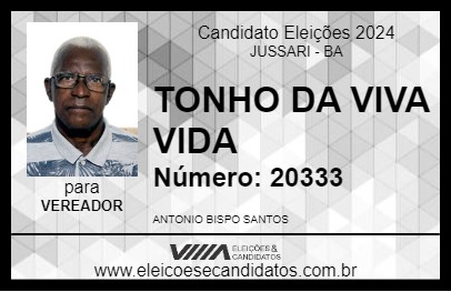 Candidato TONHO DA VIVA VIDA 2024 - JUSSARI - Eleições