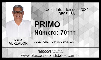 Candidato PRIMO 2024 - IRECÊ - Eleições