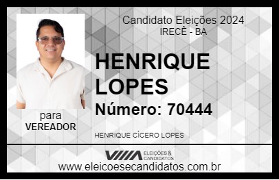 Candidato HENRIQUE LOPES 2024 - IRECÊ - Eleições