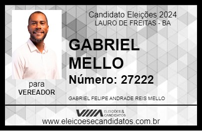 Candidato GABRIEL MELLO 2024 - LAURO DE FREITAS - Eleições