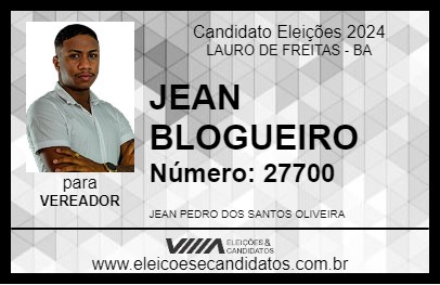 Candidato JEAN BLOGUEIRO 2024 - LAURO DE FREITAS - Eleições