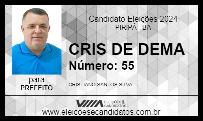 Candidato CRIS DE DEMA 2024 - PIRIPÁ - Eleições