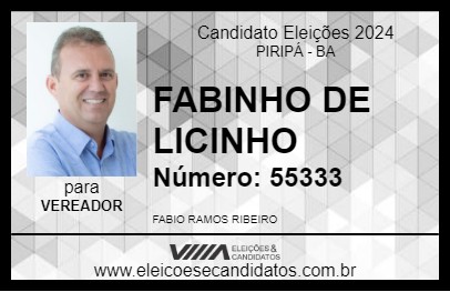 Candidato FABINHO DE LICINHO 2024 - PIRIPÁ - Eleições