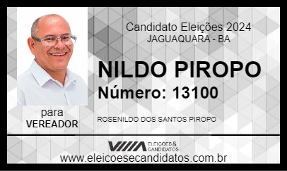 Candidato NILDO PIROPO 2024 - JAGUAQUARA - Eleições