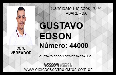 Candidato GUSTAVO EDSON 2024 - ABARÉ - Eleições