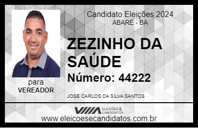 Candidato ZEZINHO DA SAÚDE 2024 - ABARÉ - Eleições