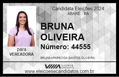 Candidato BRUNA OLIVEIRA 2024 - ABARÉ - Eleições