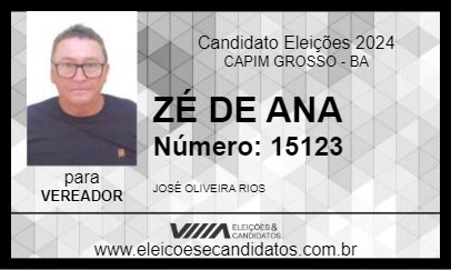 Candidato ZÉ DE ANA 2024 - CAPIM GROSSO - Eleições